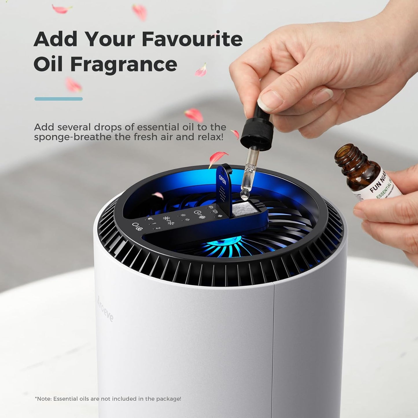 AROEVE Air Purifiers for Bedroom Home, Air Purifier For Smoke Pollen Dander Hair Smell Air Cleaner with Sleep Mode Speed Control For Bedroom Office, MK01- White