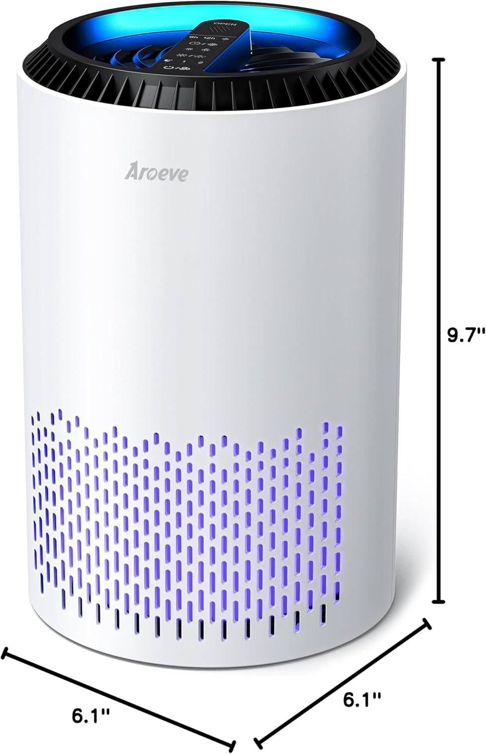 AROEVE Air Purifiers for Bedroom Home, Air Purifier For Smoke Pollen Dander Hair Smell Air Cleaner with Sleep Mode Speed Control For Bedroom Office, MK01- White